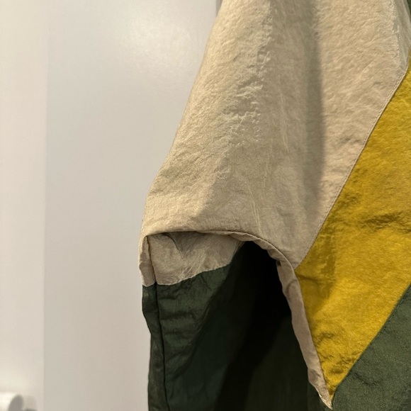 CISONO LA Cropped Hooded Starter Windbreaker Green Neutral Tone Jacket, Large - Picture 6 of 12